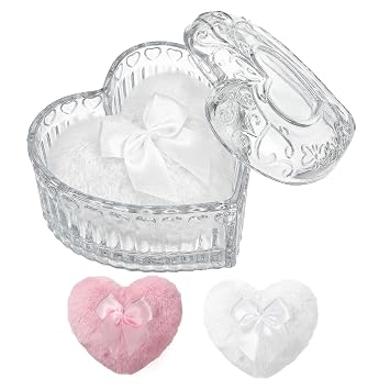 Body Powder Puff and Container Powder Container with Puff Crystal Case Soft Washable Reusable Velour Face Body Wet Dry Makeup