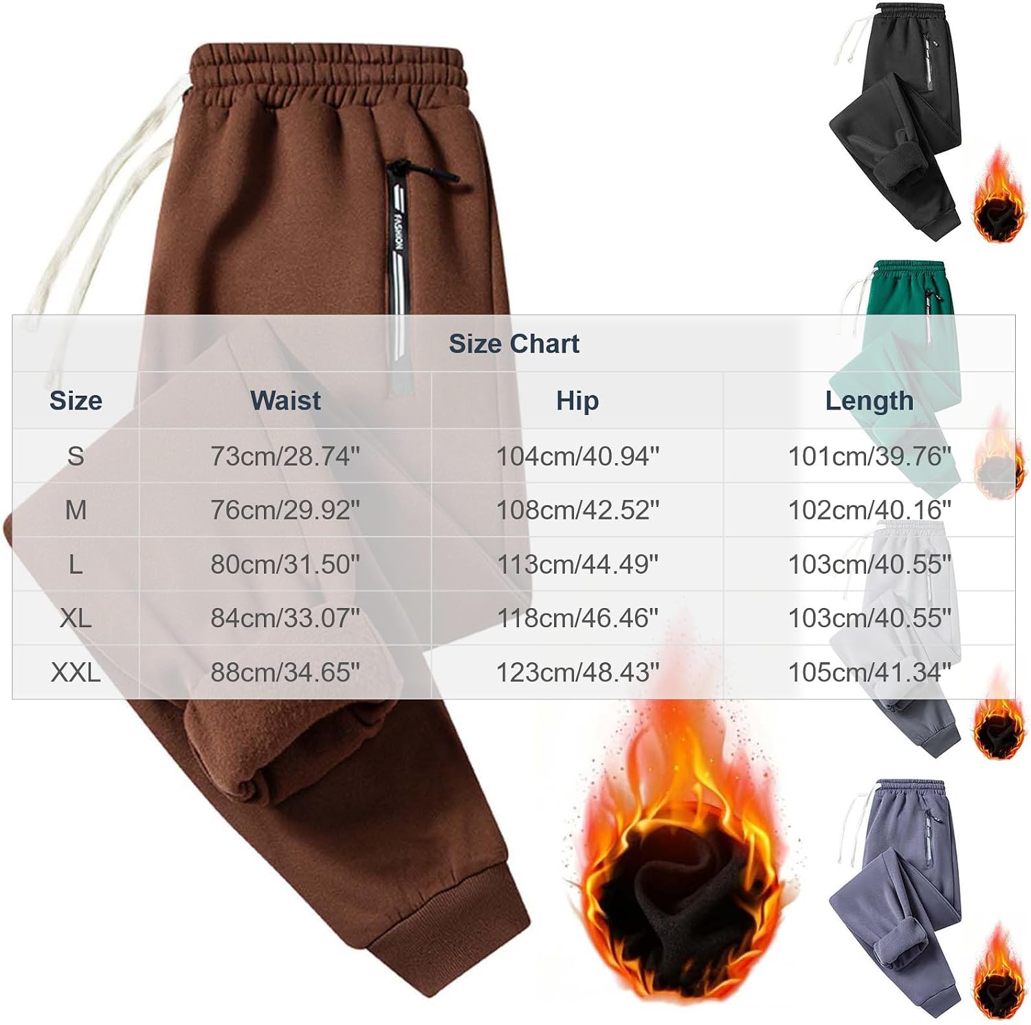 Men's Fleece Lined Jogger Sweatpants Drawstring Tapered Pants
