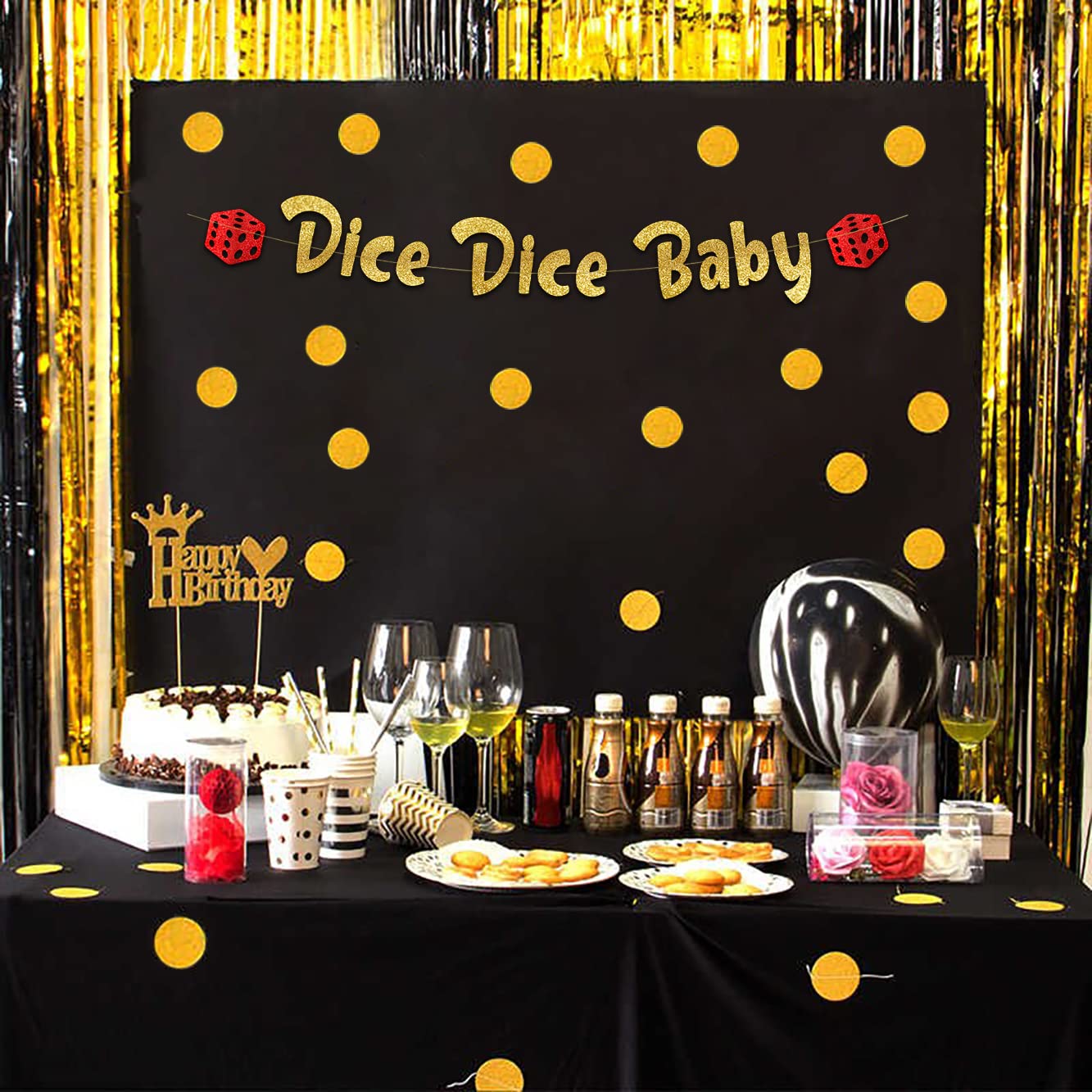 Vallejo USAF Colors Dice Dice Baby Casino Banner - 3.6 Foot Glitter Garland  For Vegas Themed Parties Poker Night Garland, image size:1333x1333