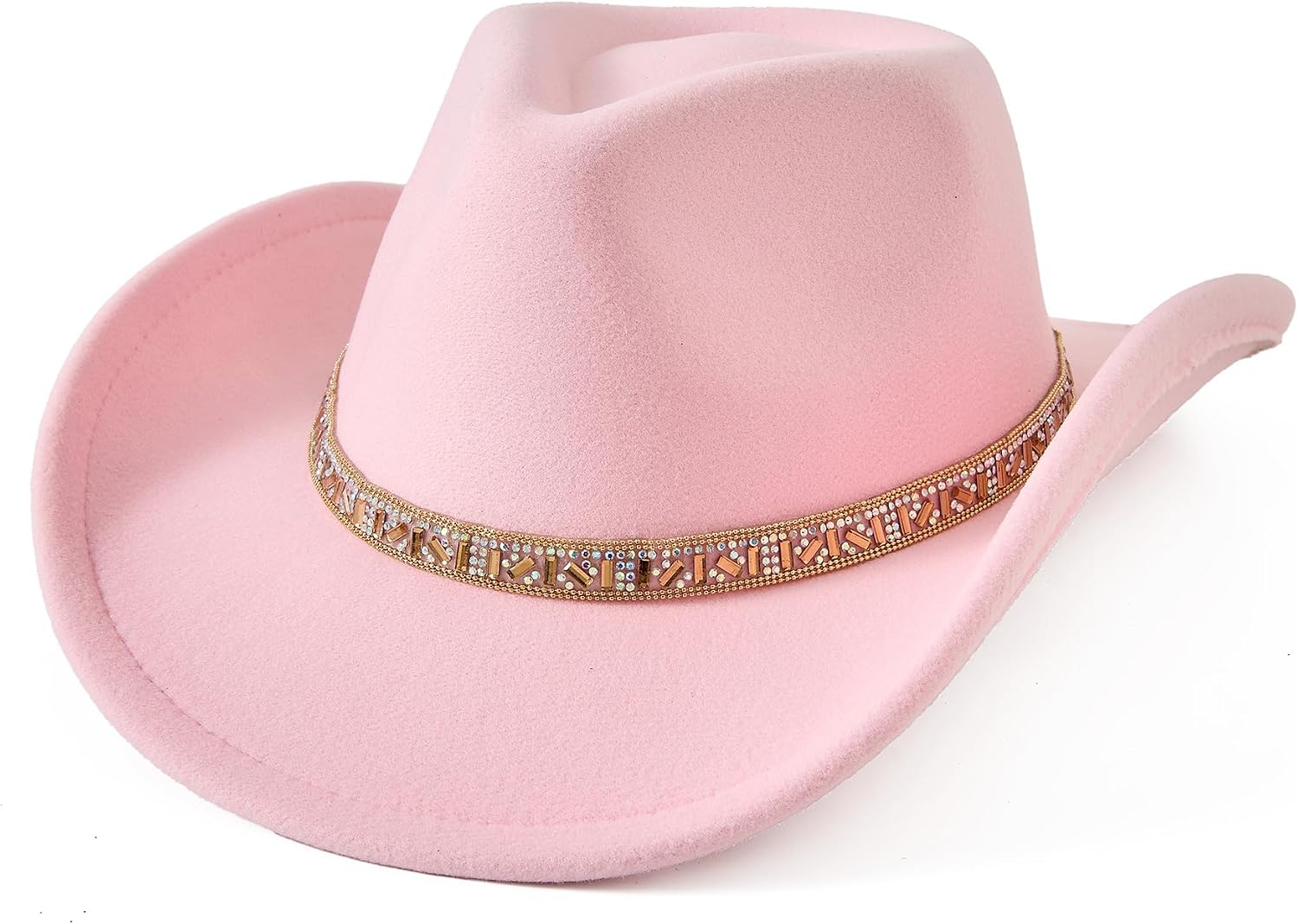 JOYEBUY Western Cowboy Hat for Kids Girl Boy Glitter Band Classic Fedora Hat Felt Cowgirls Hats