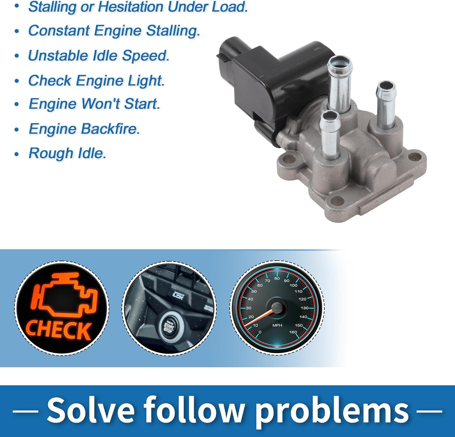 Car Idle Air Control Valve for Toyota Corolla 1991-2002 Replace No.2227016090 IACV Idle Motor Idle Air Control Valve for Stable Engine Operation