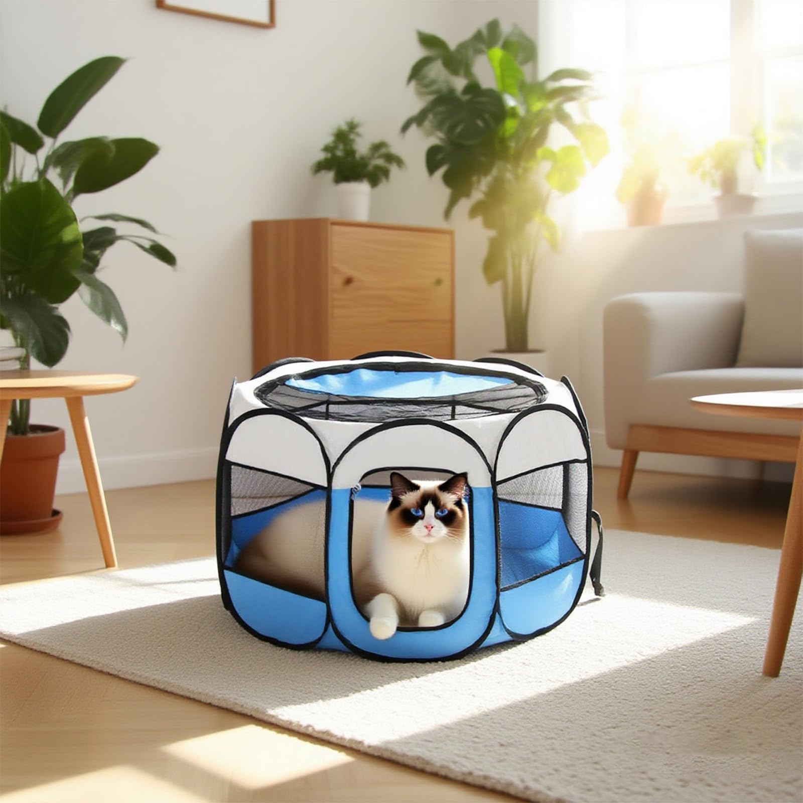 Recinto per cuccioli 74x74x43 cm – Recinto pieghevole per cani e gatti – Recinto per conigli e per porcellini d'India – Recinto sicuro per piccoli animali per interni ed esterni