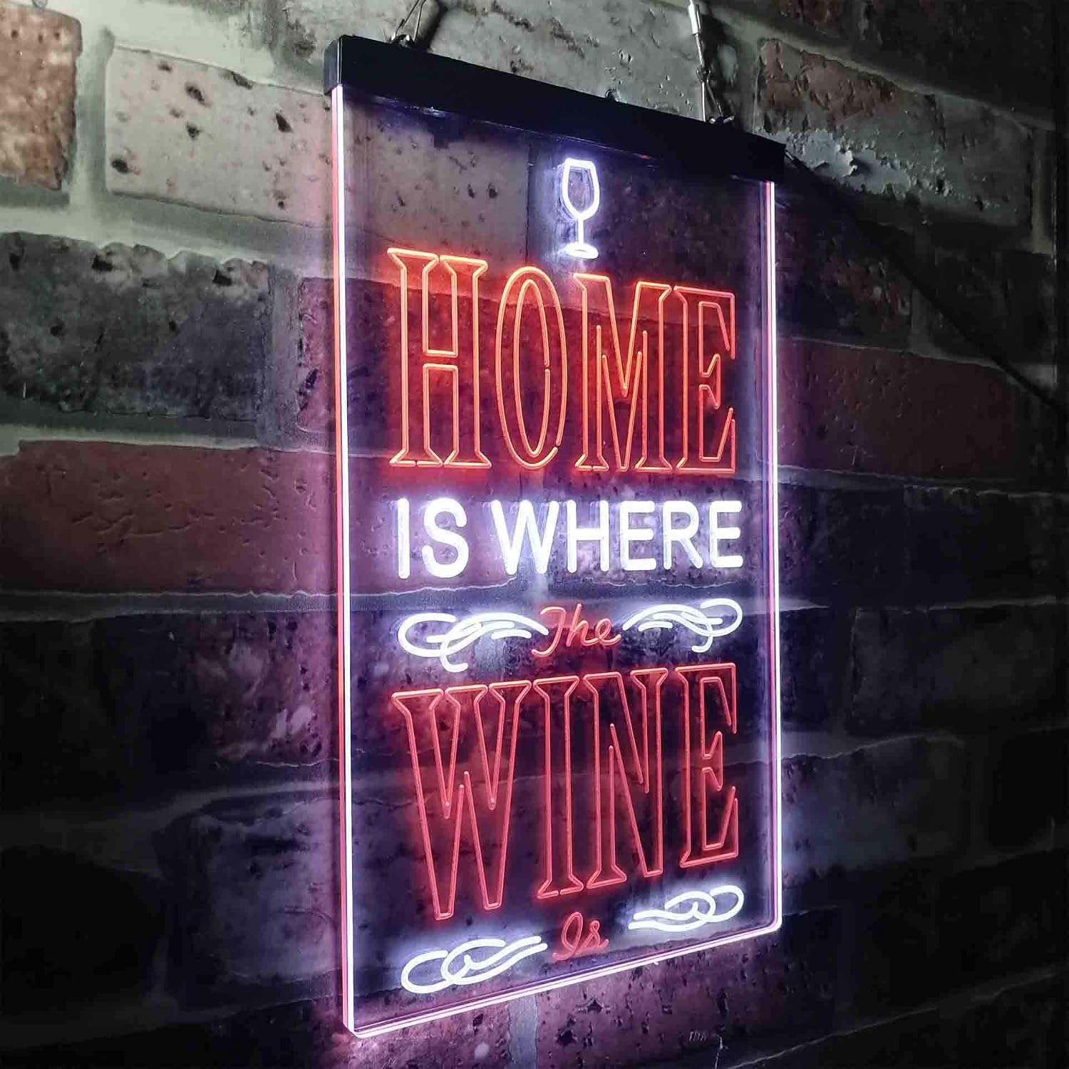 ADVPRO Home is Where The Wine is Bar Dual Color LED Neon Sign White & Orange 8 x 12 Inches st6s23-i3629-wo