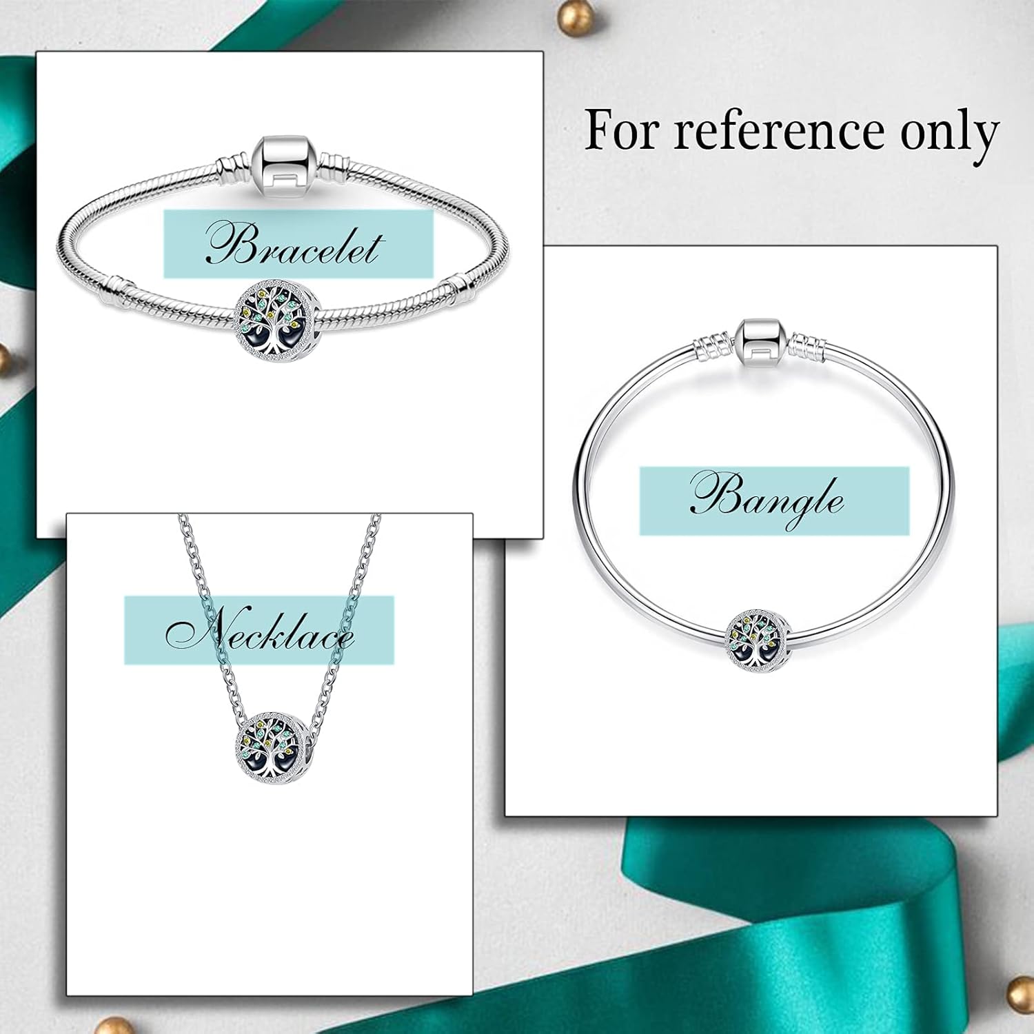 Miniatura 6 de QeenseKc Dije de círculo de la vida familiar para siempre árbol de la vida para pulsera Pandora