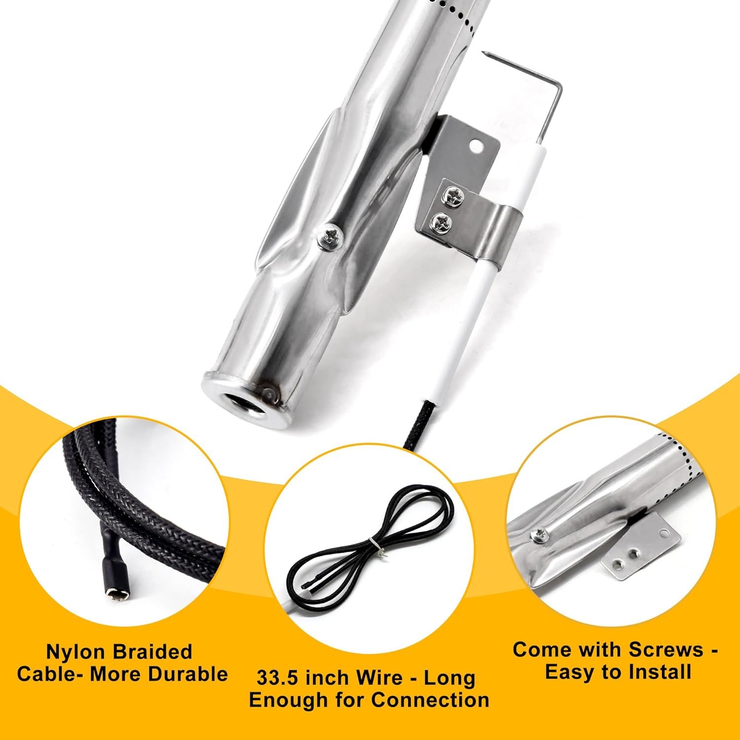 Grill Replacement Parts for Nexgrill 4 Burner 720-0830H, 720-0783E, 720-0830A, Adjustable Grill Grease Tray with Catch Pan, Heat Plates, Burners and Igniters Kit for Nexgrill