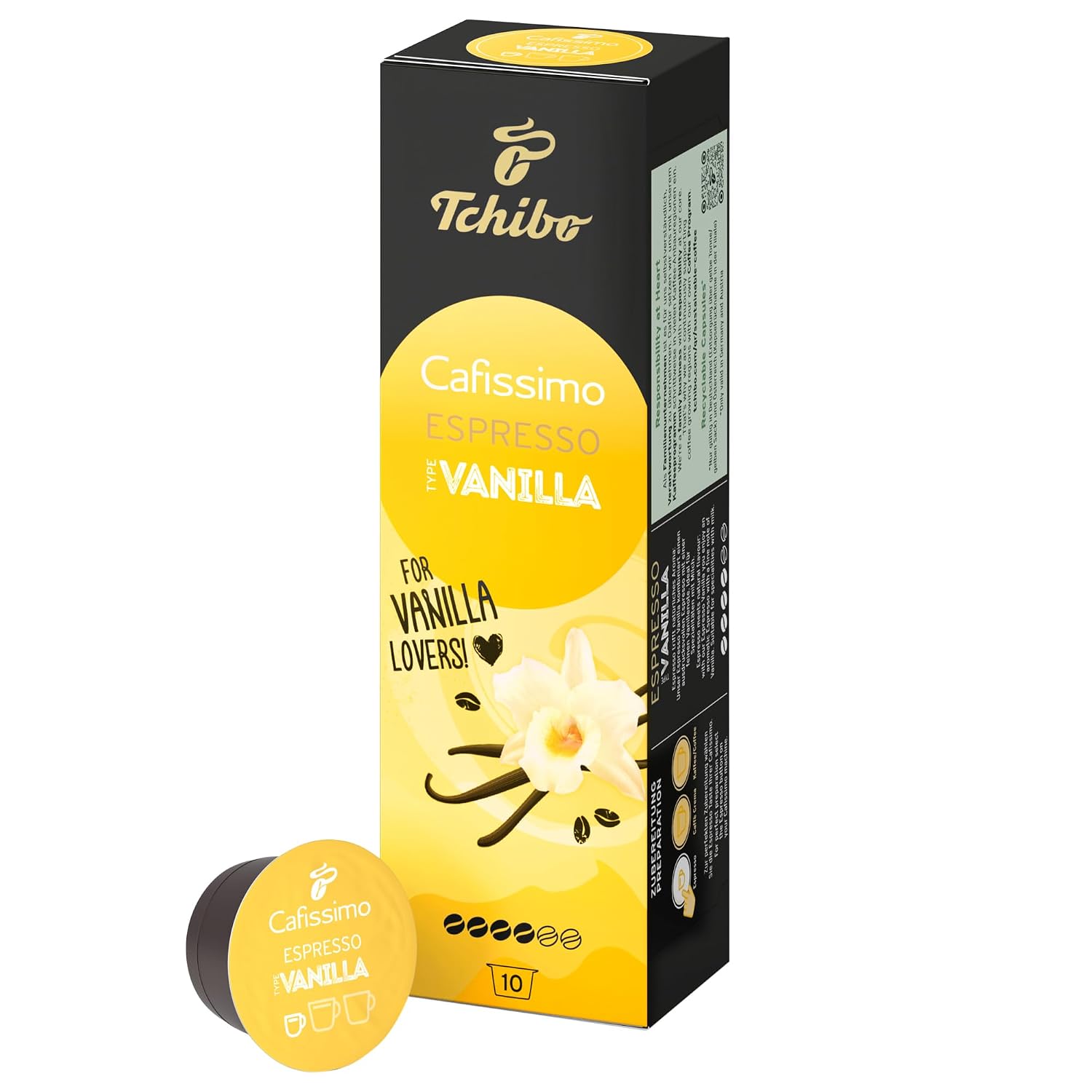 Tchibo Cafissimo Espresso Vanilla Coffee Capsules Pack of 10 Espresso Aromatic with Fine Vanilla Notes Sustainable & Fair Trade Limited Edition