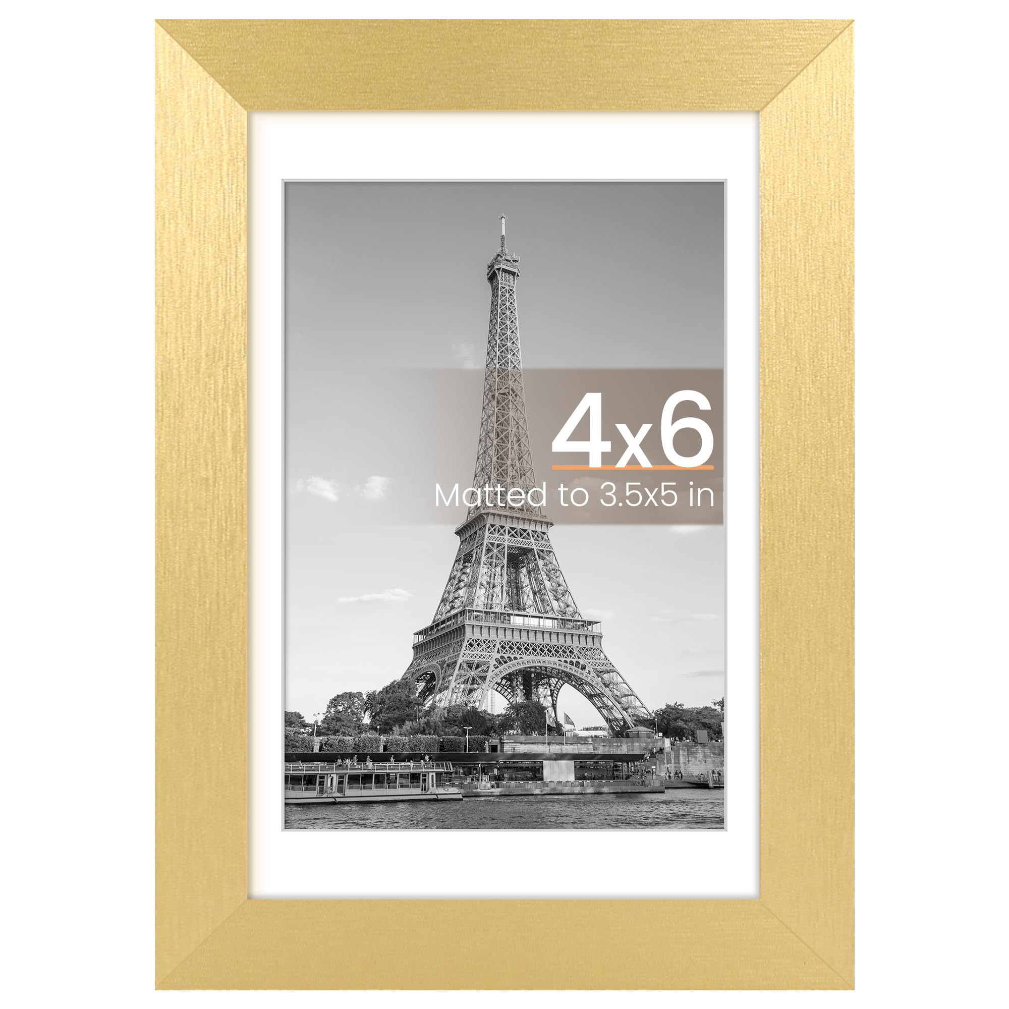 upsimples 4x6 Picture Frame, Display Pictures 3.5x5 with Mat or 4 x 6 Without, Wall Hanging Photo Frames, Gold, 1 Pack | 4 x 6 Small Frame, 3.5x5 Frame with Mat for Gallery Wall, Wedding, Baby, Dog, Dorm, Christmas, Mothers' Day