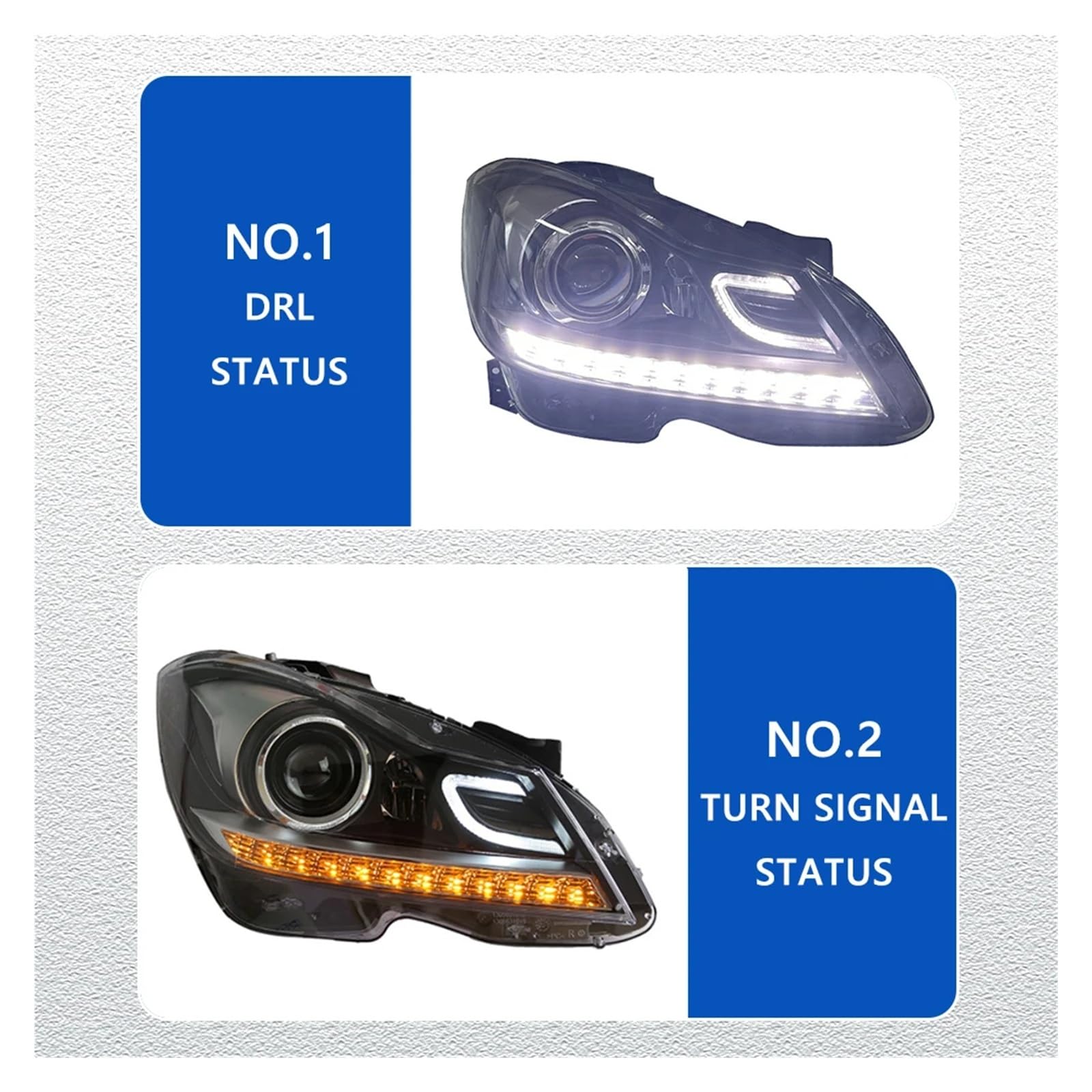 Pasuje do Merc//edes-Be//nz W204 11-14 w nowym stylu pełna dioda LED DRL reflektor samochodowy montaż sygnału akcesoria samochodowe zmodyfikowana lampa reflektory(Halogen,Left drive)