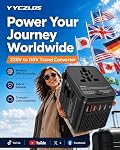 Universal Travel Adapter European Plug Adaptateur Prise Europe Canada Voltage Converter 220v to 110v Power International Accessories Smart UK Essentials Type C G Worldwide (Black)