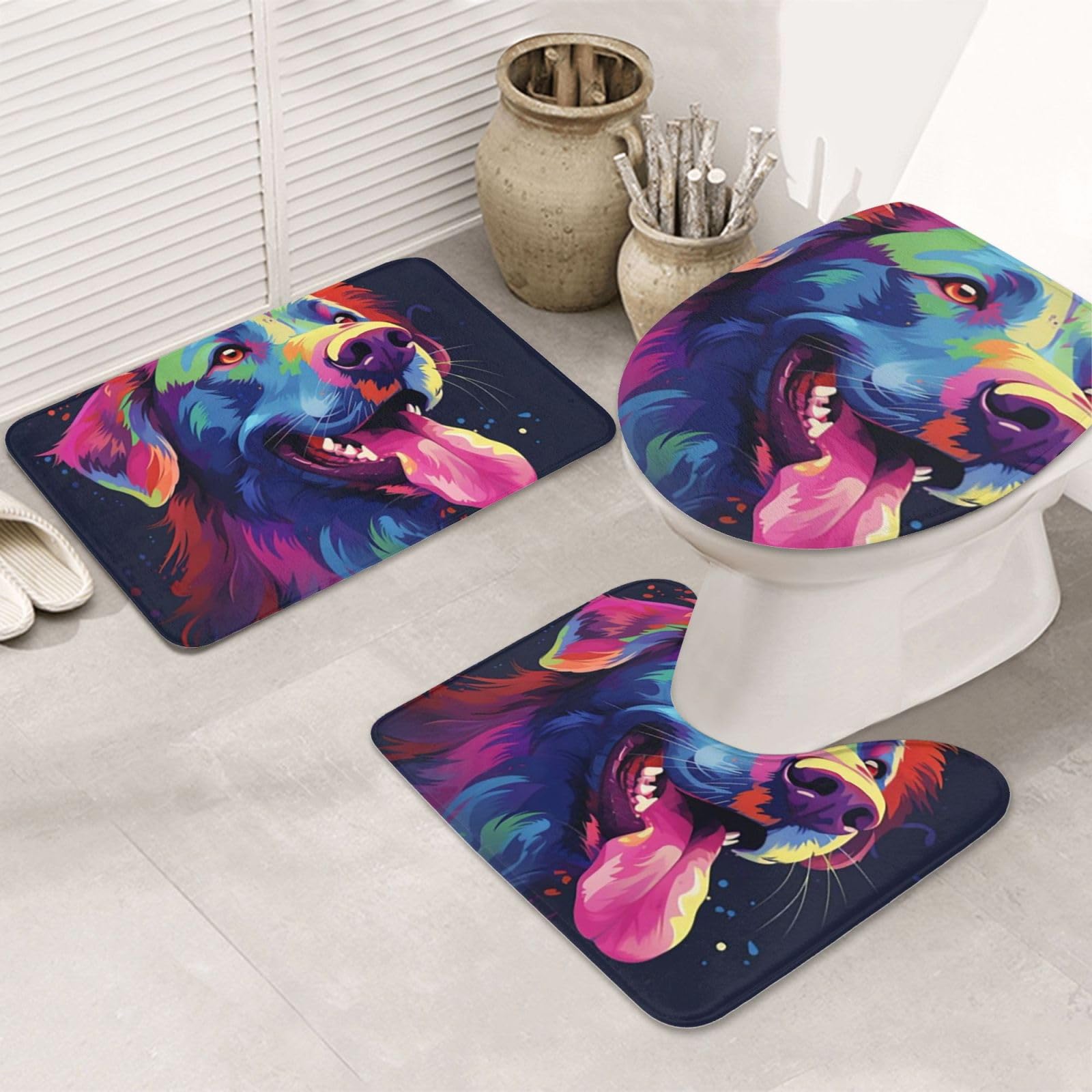 Tapis de salle de bain ultra absorbant lavable lot de 3 en microfibre
