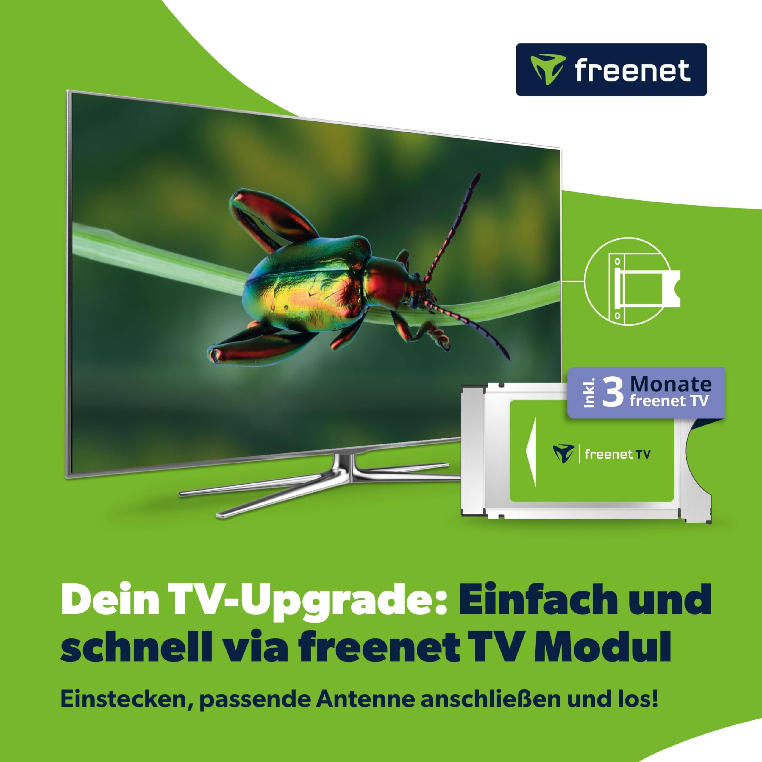 Freenet Tv 89001 Dvb-T2 HD Ci + Plata Módulo con Tres Meses De Crédito