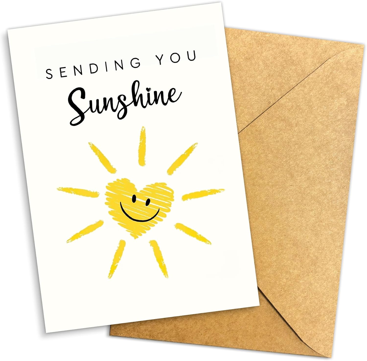 Encouragement Cards Sending You Sunshine Greeting Card – Positive Uplifting Cheerful Support for Friends, Family, Coworkers, Women, Men, Kids for Get Well Soon, Thinking of You, Recovery, Mental Health, Tough Times – 8x5.3 Inch with Envelope