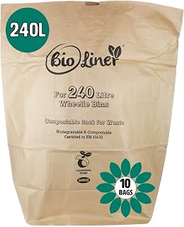 All-Green 240 Litre Paper Compostable Wheelie Bin Liners with 10 Bags, Brown