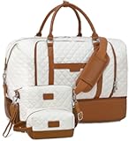 Weekender Bag&comma; Large Travel Duffel Bag for Women&comma; Carry on Overnight Bag with Shoe Compartment and Toiletry Bags