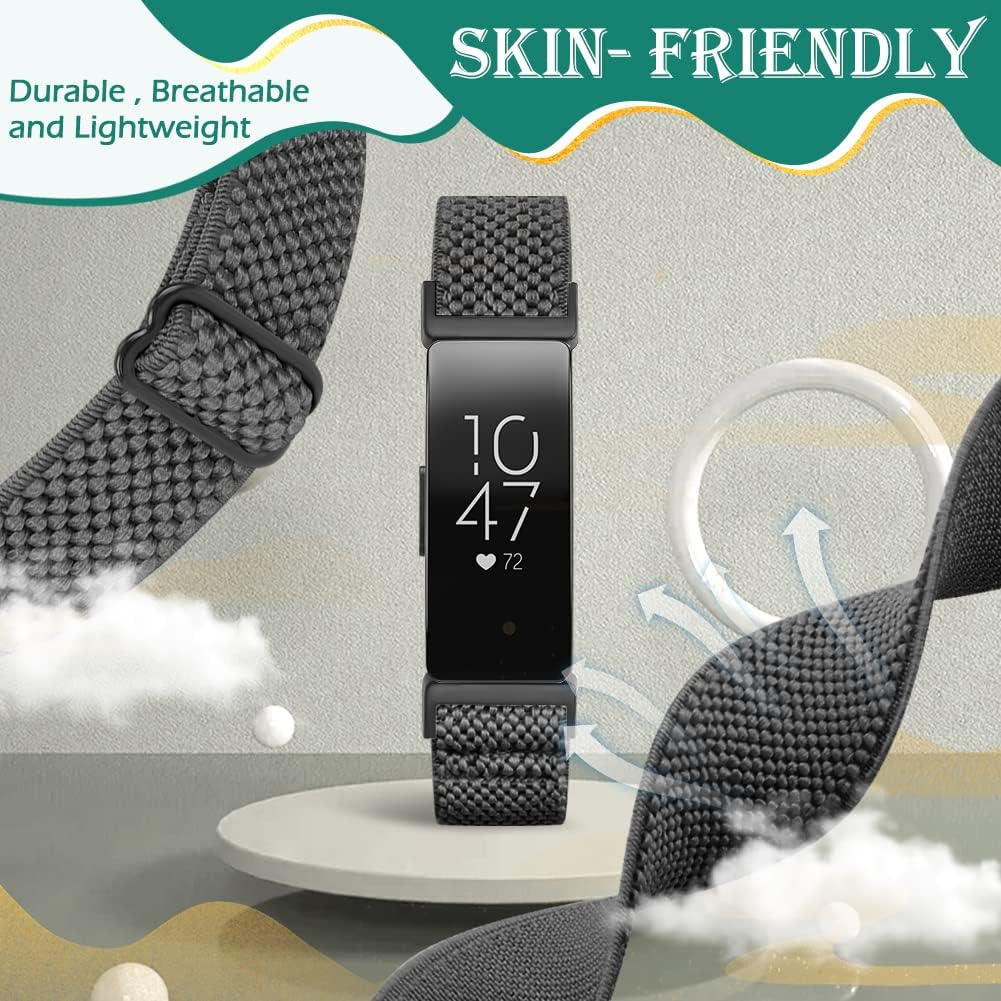 Adjustable Elastic Nylon Sport Bands Compatible with Fitbit Inspire 3/Inspire 2/Inspire/Inspire HR/Ace 2/Ace 3, Soft Loop Stretchy Straps Replacement Wristbands for Fitbit Inspire Women Men image 4