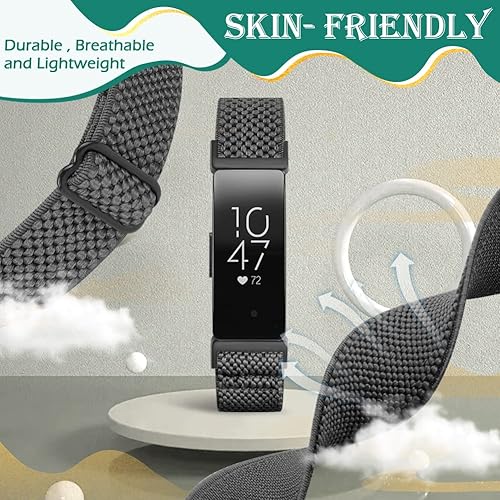 Miniatura 4 de Huamanlou Correas deportivas de nailon elásticas ajustables compatibles con Fitbit Inspire 3Inspire 2InspireInspire HRAce 2Ace 3, correas elásticas
