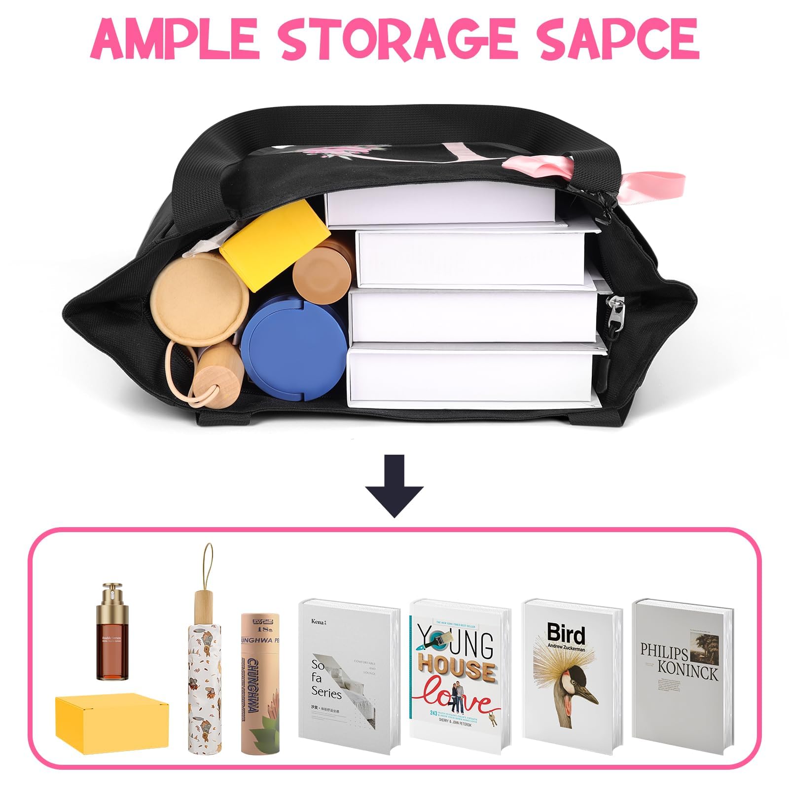 Vavabox Borsa tote personalizzata con iniziali dalla A alla Z, regalo impermeabile per donne, damigelle, mamma, insegnanti, amici