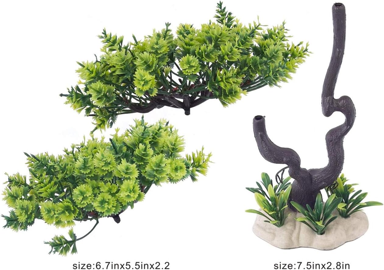 HITOP Aquarium Pets Plastic Plants for Fish Tank Decorations, Artificial Pine Tree Aquarium Décorfor Fish or Reptile