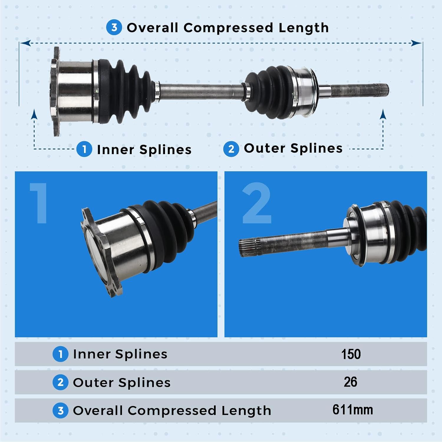 Pair 2 Front CV Axle Half Shaft Assembly for 1993-1998 Toyota T100 4WD