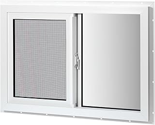 COLORPAPA Vinyl Basement Window, 36" x 24" Slider Window with Double Pane Insulated Tempered Glass and Fiberglass Mesh Screen for Basement Bathroom Home Rv Garage (White)