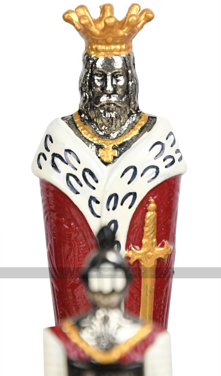 Renaissance Hand-Painted Metal Chess Pieces (5.5-inch King)