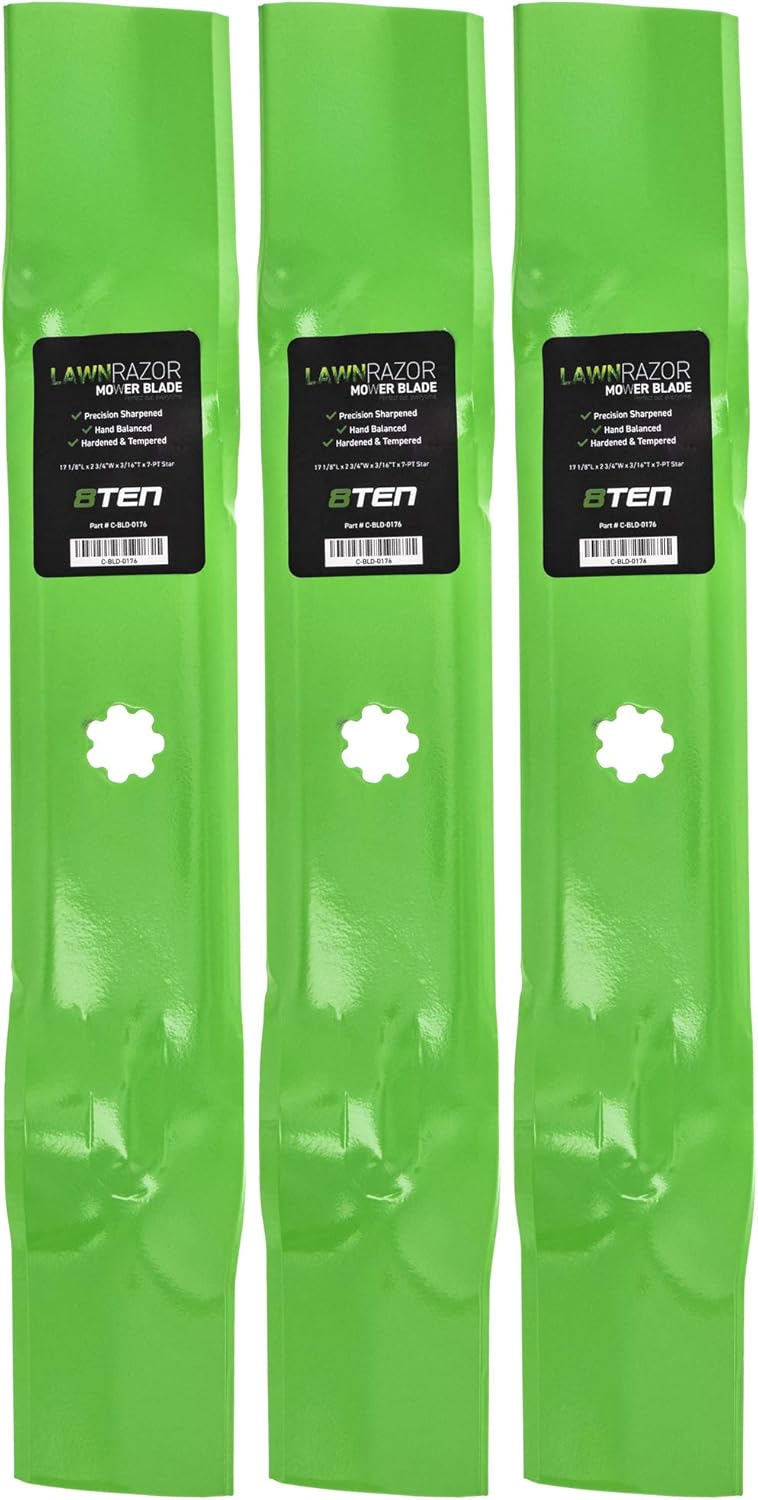 8TEN LawnRAZOR Blade Set for John Deere LA140 LA145 LA155 LA165 D140 48 Inch Deck GY20852 GX21784 AM141035 (Mulching)