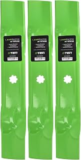 8TEN LawnRAZOR Mower Blade Set for John Deere LA140 LA145 LA155 LA165 D140 D150 D160 48 Inch Cut Deck GY20852 (High-Lift)