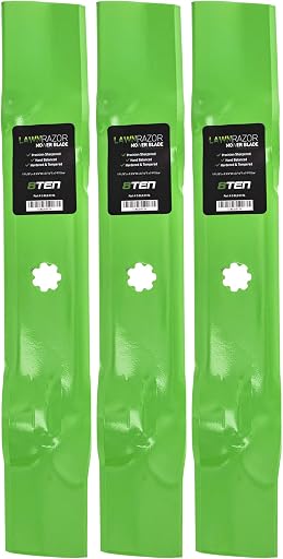 8TEN LawnRAZOR Mower Blade for John Deere GY20852 GX21784 Mulching 3-Pack | Fits John Deere LA140, LA145, LA155, LA165 & D140, for 48 Inch Deck, Replaces AM141035