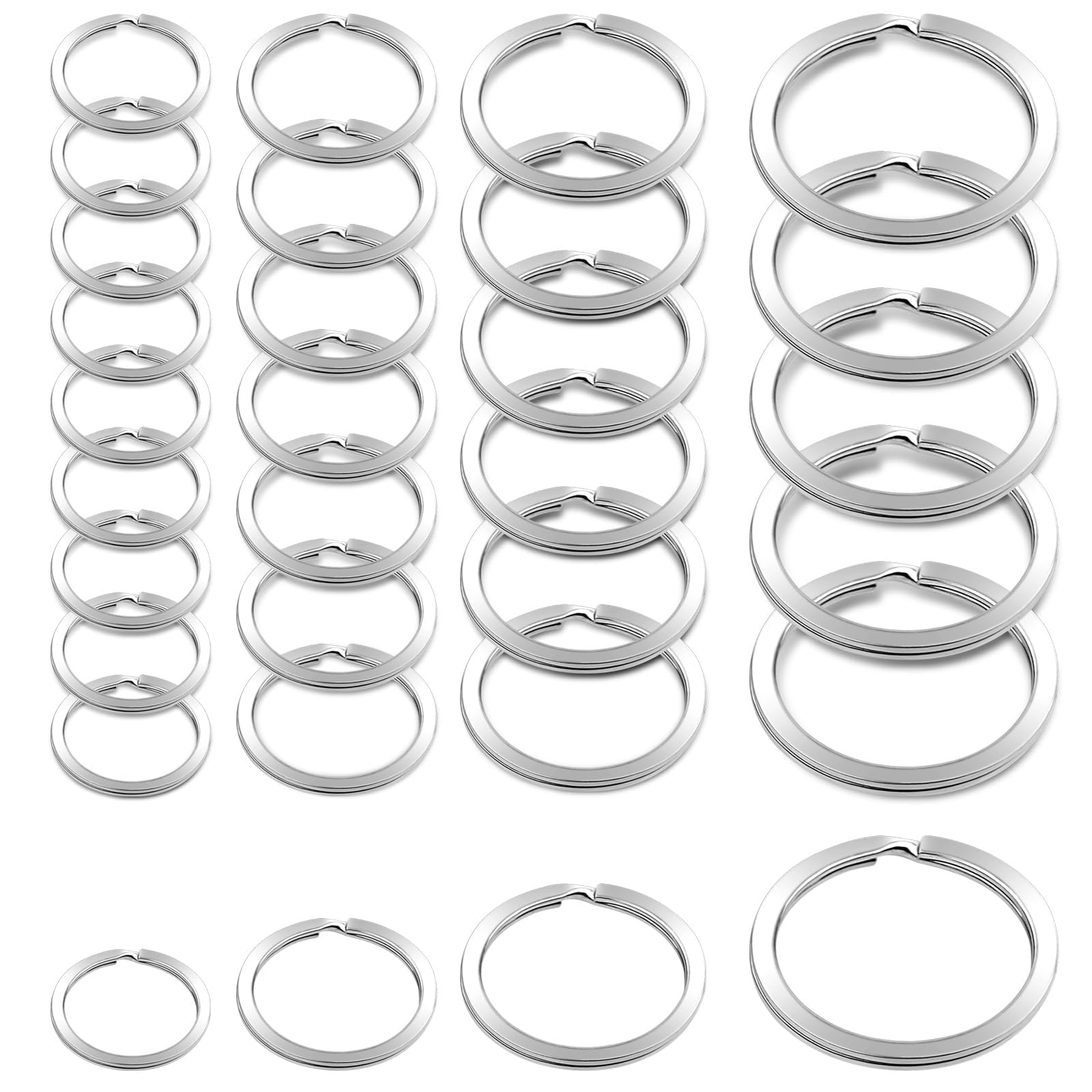80 kółek do kluczy w 4 rozmiarach – 15 mm, 20 mm, 25 mm, 30 mm, do breloczków do kluczy, majsterkowania, rzemiosła artystycznego
