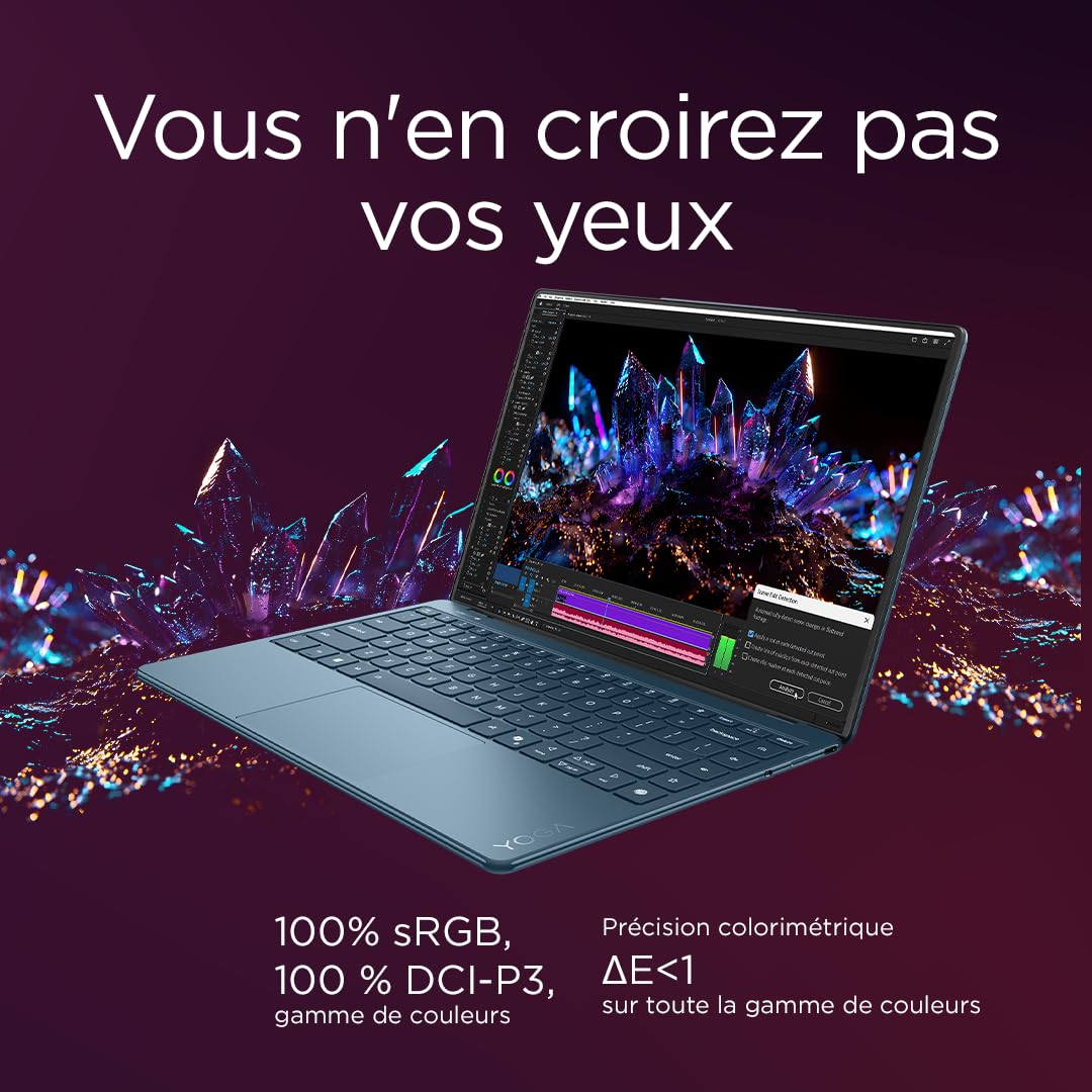 Lenovo Yoga Slim 9 14ILL10 - Ordinateur Portable 14'' 4K OLED WQUXGA Tactile Copilot+ (Intel Ultra 7 258V, RAM 32Go, SSD 1To, Intel Arc Graphics 140V, Windows 11 Home) Clavier AZERTY - Tidal Teal