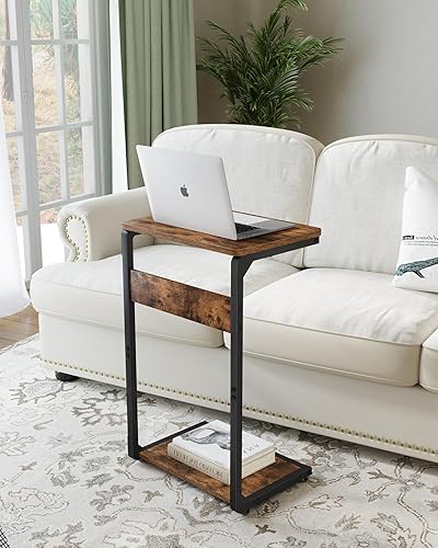 Miniatura 2 de Mesas auxiliares en forma de C, mesa auxiliar pequeña para sofá, mesa de bandeja de TV para sala de estar, dormitorio, mesita de noche ET-YB-BRW1