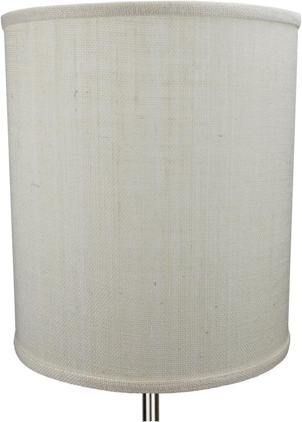 FenchelShades.com 12" Top Diameter x 12" Bottom Diameter 14" Height Cylinder Drum Lampshade USA Made (Burlap Off White)