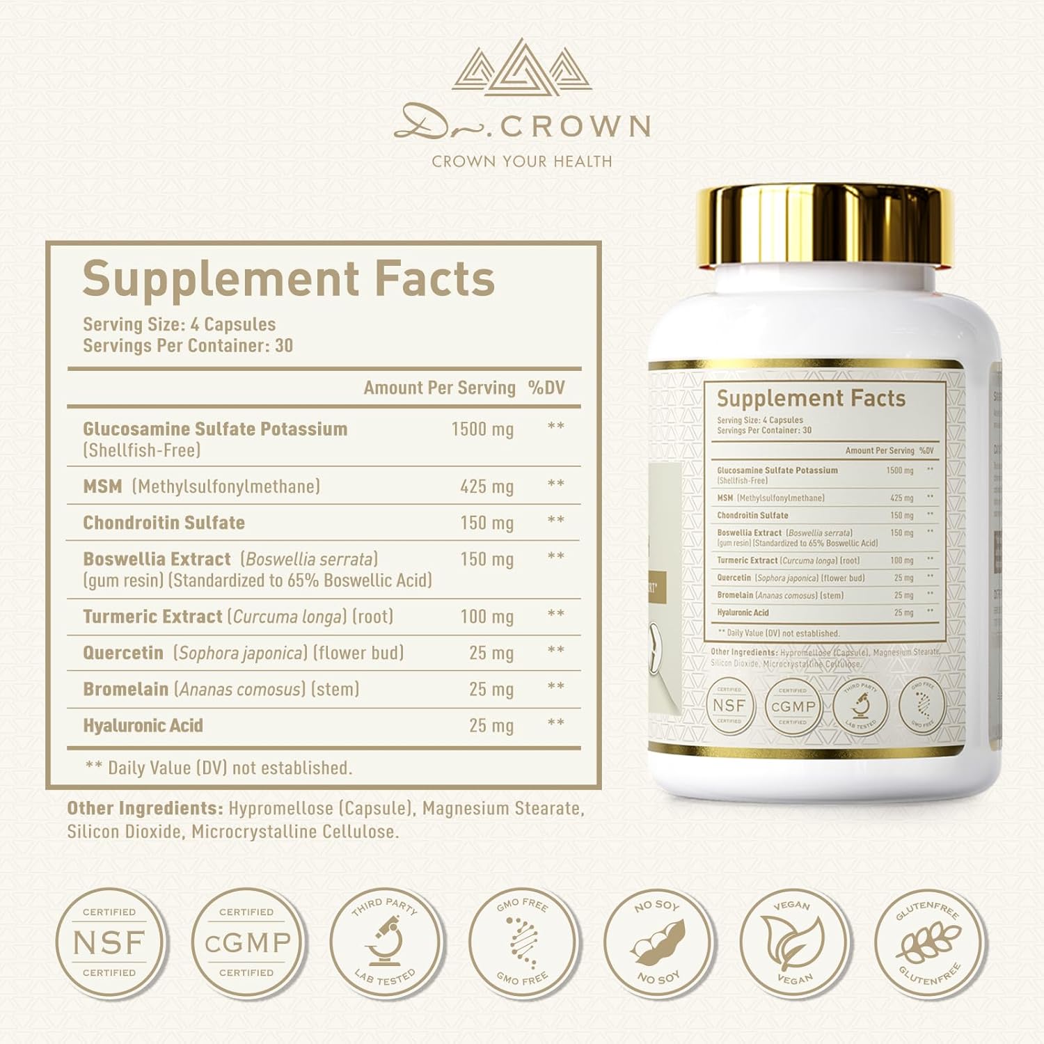 Joints Health Suppplement, Glucosamine Chondroitin MSM - Joint Support Supplement for Women and Men with Turmeric, MSM &Boswellia, for Cartilage, Joint Health and Flexibility - 120 Capsules