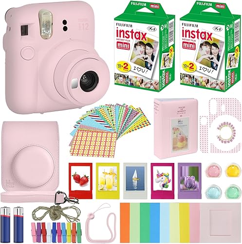Fujifilm Instax Mini 12 - Cámara instantánea color morado lila + funda de transporte + paquete de película Fuji Instax (40 hojas), paquete de