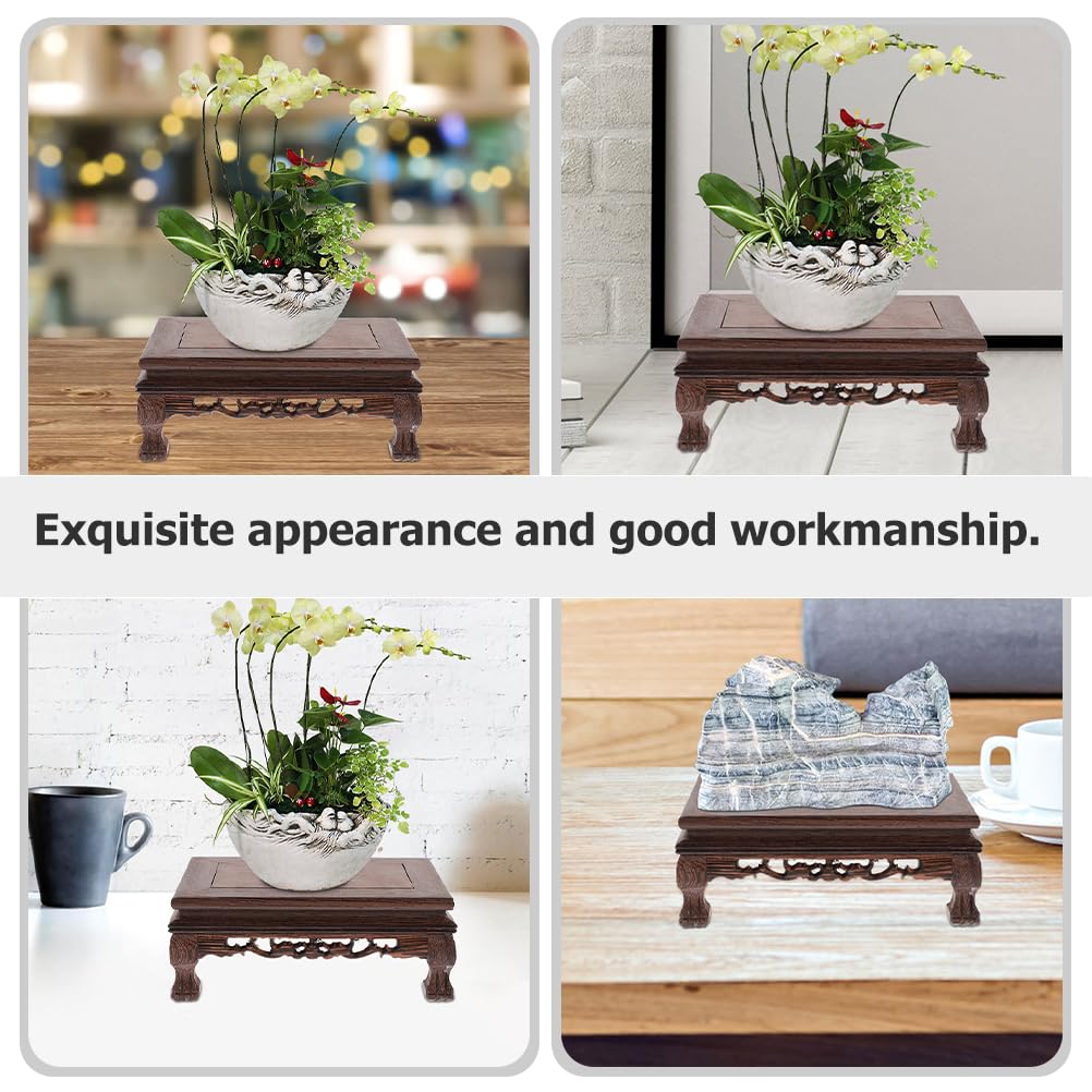 Alipis Holz-Pflanzenständer Rechteckiger Blumentopfhalter Mini-Hocker Präsentationsständer Büro-Display-Sockel Holzornamente Bastelbasis