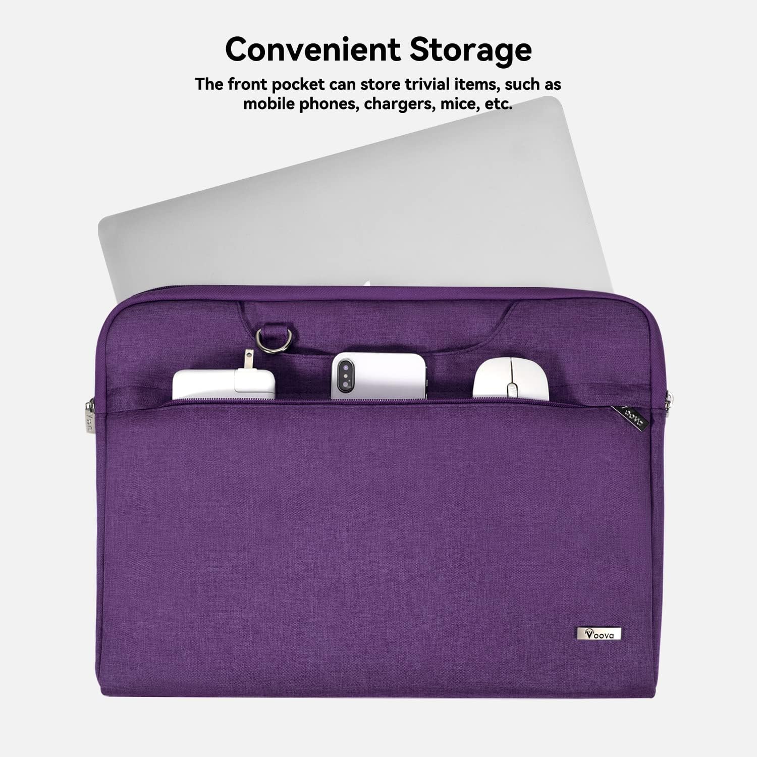 Voova 17 17.3 Inch Laptop Sleeve Case, Slim Women Men Shoulder Hand Bag Compatible with Razer Blade Pro 17, Lenovo Dell Asus Acer HP Notebook Messenger Briefcase with Strap, Waterproof, Purple - Image 2