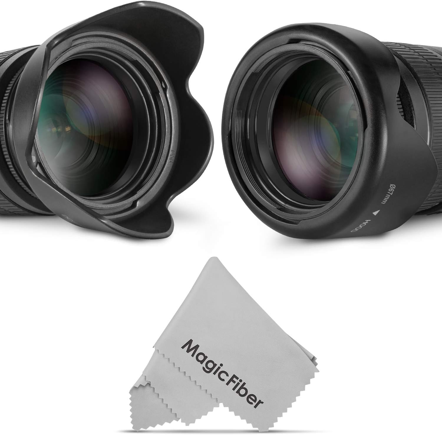 67MM Reversible Flower Lens Hood (2013 Update) + Premium MagicFiber Microfiber Cleaning Cloth