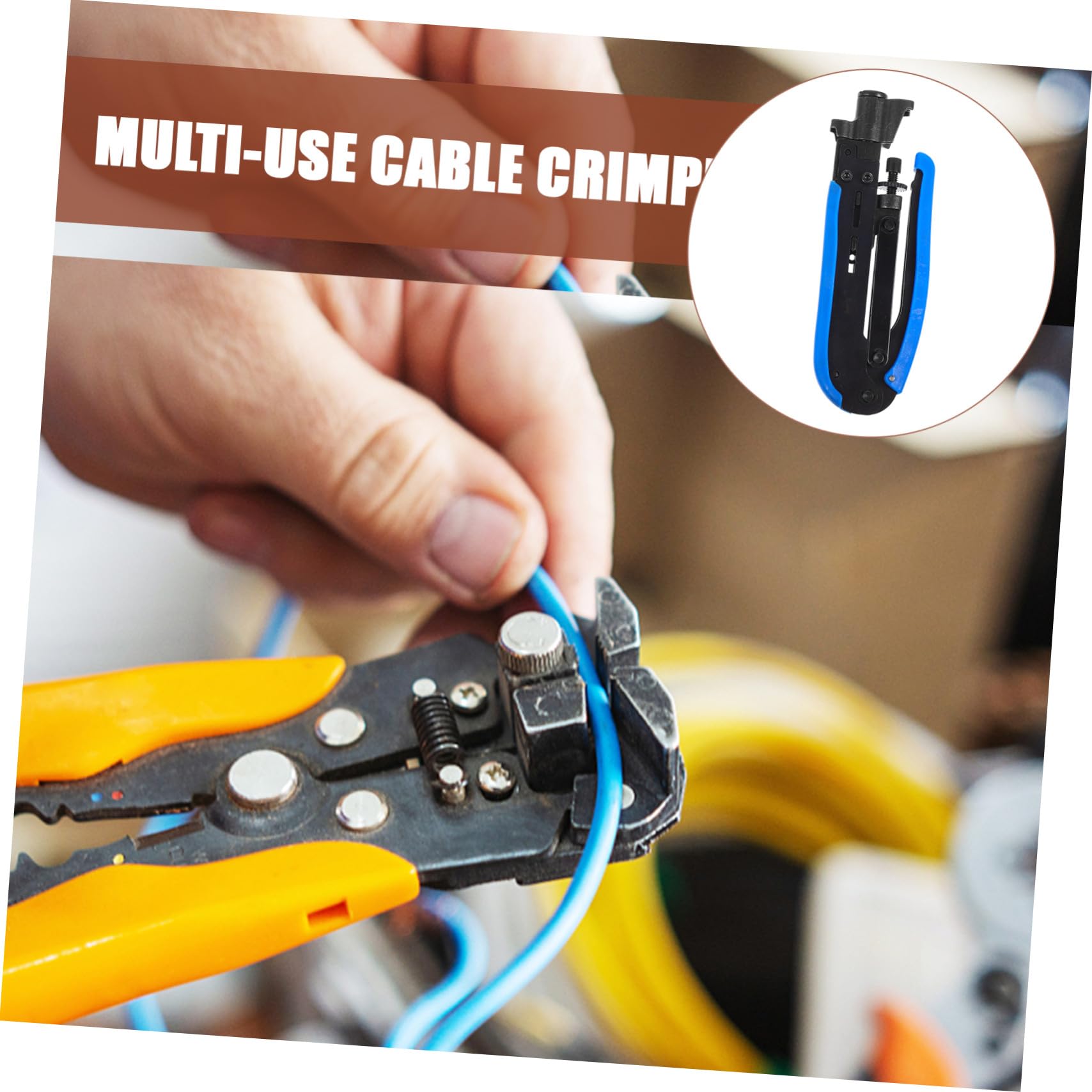 Herramienta de Crimpado para Cable Coaxial Alicates Multiusos de Acero Inoxidable y Plástico, Adecuado para Uso Doméstico y Oficina