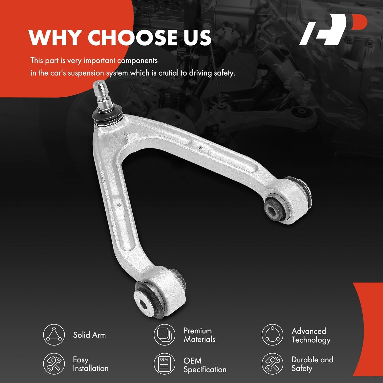 A-Premium Front Right Upper Control Arm, with Ball Joint & Bushing, Compatible with Hummer H3 2006-2010, H3T 2009-2010