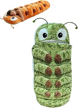 Hugging Caterpillar Sleeping Bags   Plush Cocoon Full-Body Lounger, Indoor Nap Pod, Pull Cord Hugging System, Cozy Reading Nest, Soft Convertible Sleeping Bag, Animal Sleeping Bags for Adults