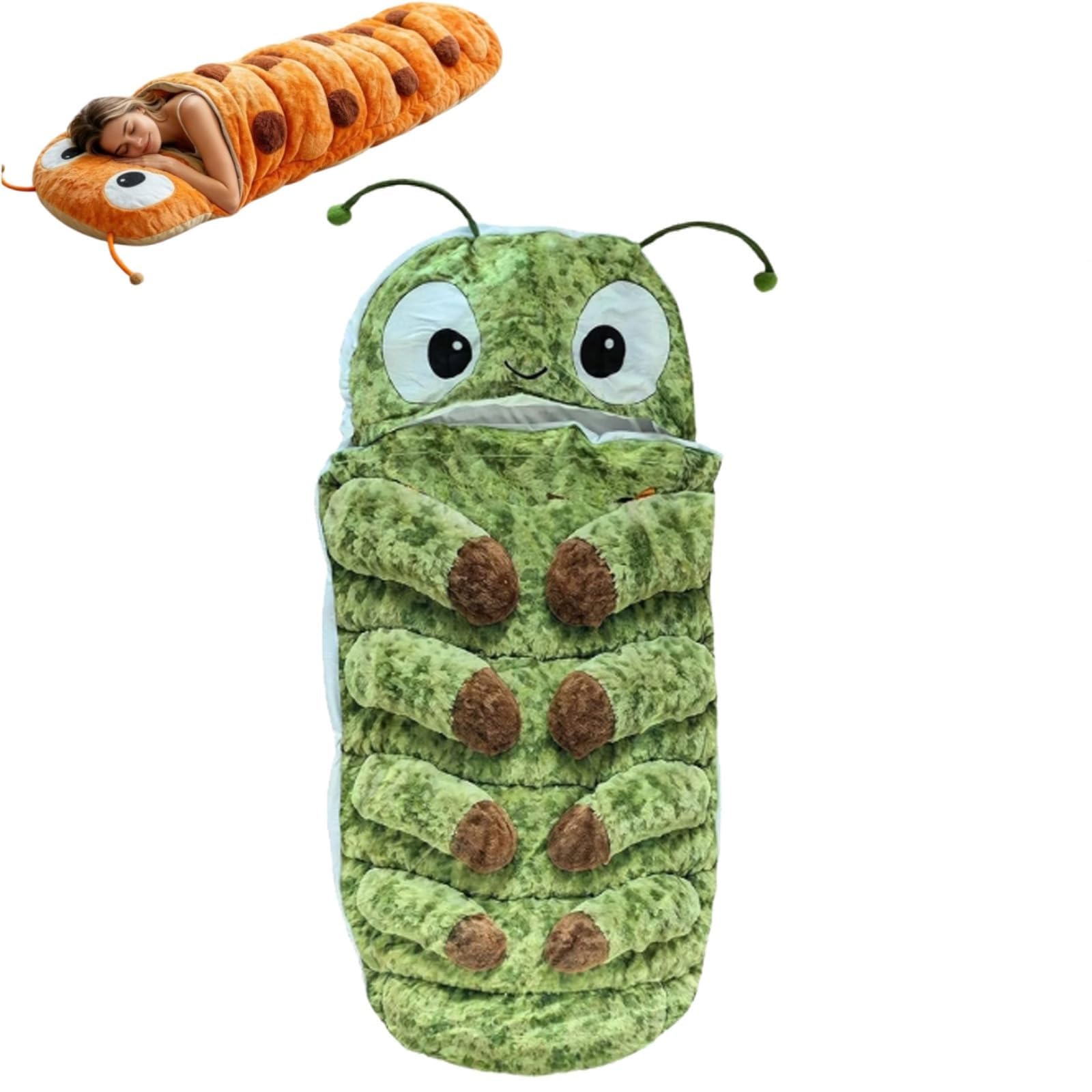Hugging Caterpillar Sleeping Bags – Plush Cocoon Full-Body Lounger, Indoor Nap Pod, Pull Cord Hugging System, Cozy Reading Nest, Soft Convertible Sleeping Bag, Animal Sleeping Bags for Adults (B)