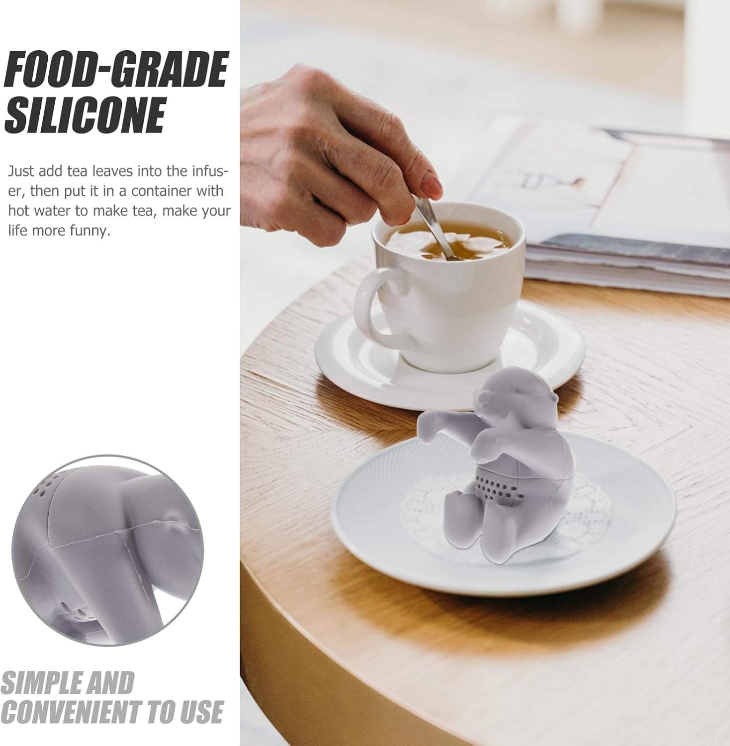 Otter Shape Silicone Tea Infuser with Fine Slots, Kitchen Use image 3