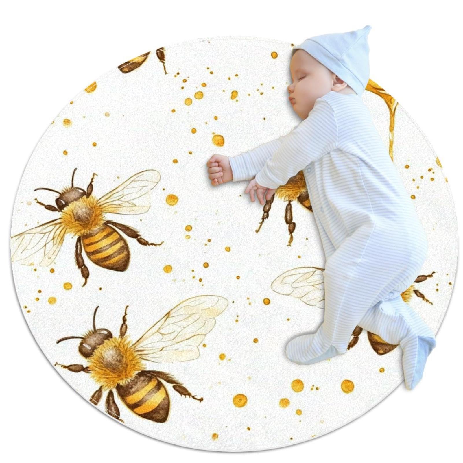 Tapis salle de bain alvéoles rond 1m pour réveiller la chambre enfant