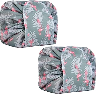 2 PCS Drawstring Makeup Bag Travel Cosmetic Bag Lazy Cosmetic Bag Waterproof Travel Cosmetic Pouch Bag Drawstring Design One-Step Organizer for Women Girl (Grey Flamingo)