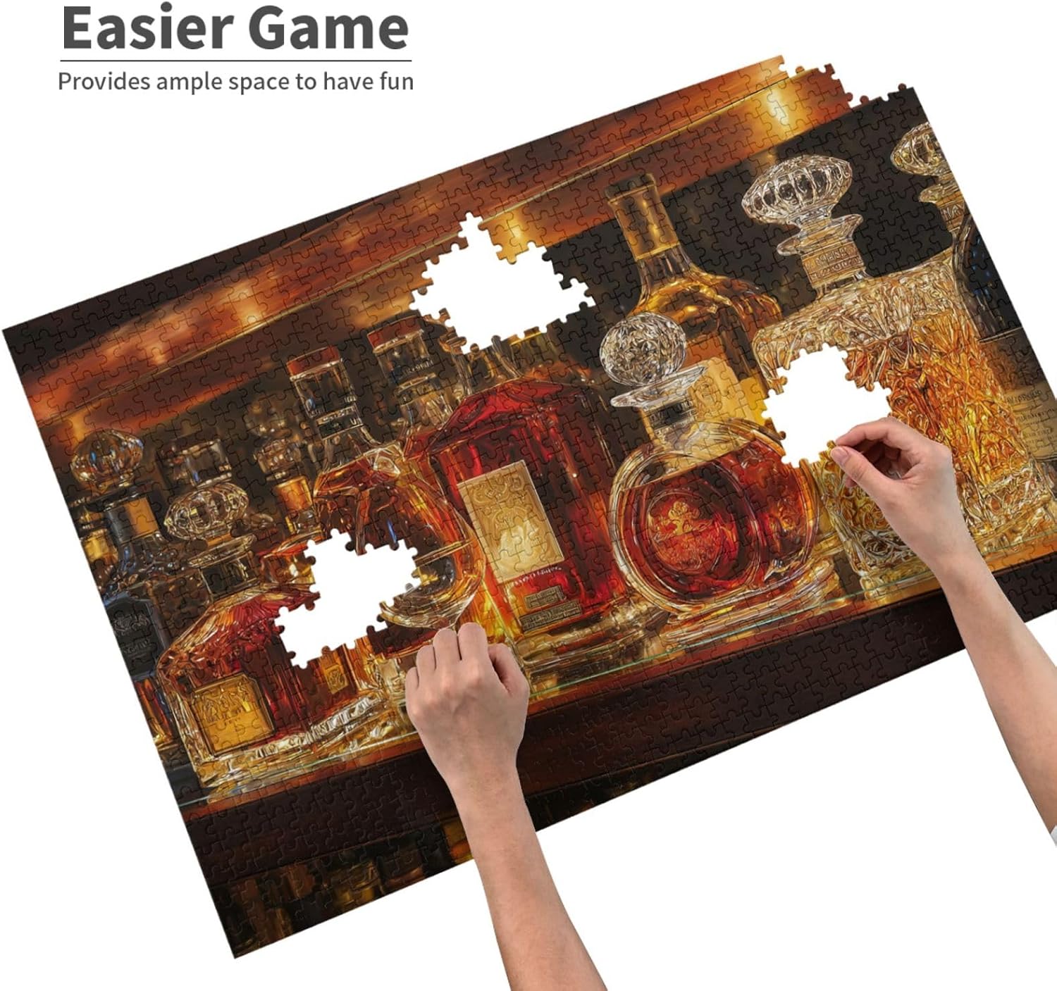 Jigsaw Puzzles for Adults 1000 Pieces, Opulent Liquor Shelf with Crystal Whiskey Decanters Scene, for Family Game Evenings, Friend Hangouts & Brain-Training,for Enjoy Leisure Hobbies