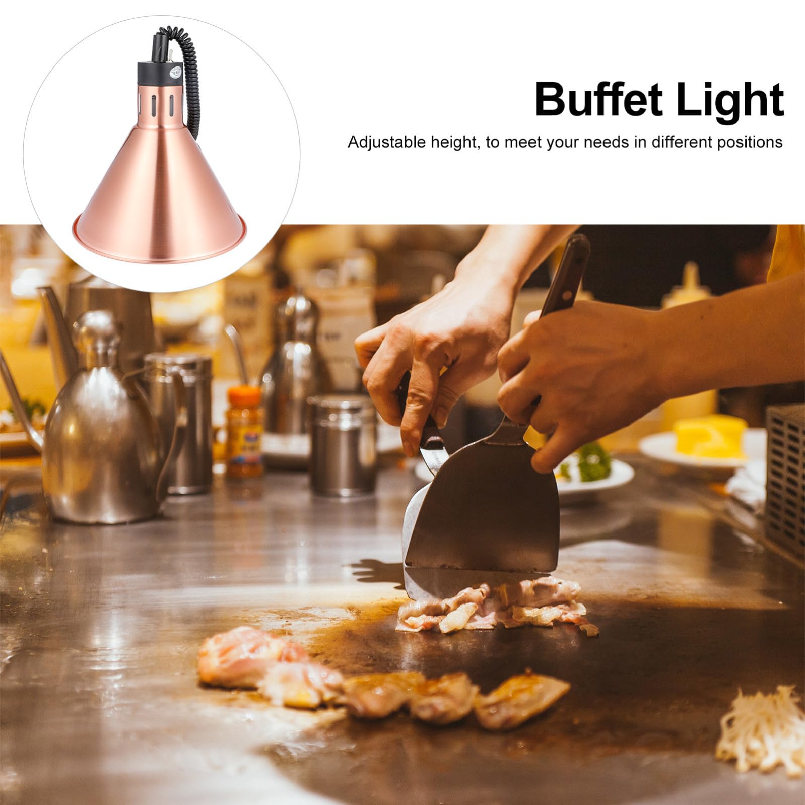 GALPADA Lampada Riscaldante Telescopica Potenza 250w in Metallo per Alimenti Altezza Regolabile da 60 a 180 Cm per Cucina e Uso Personale