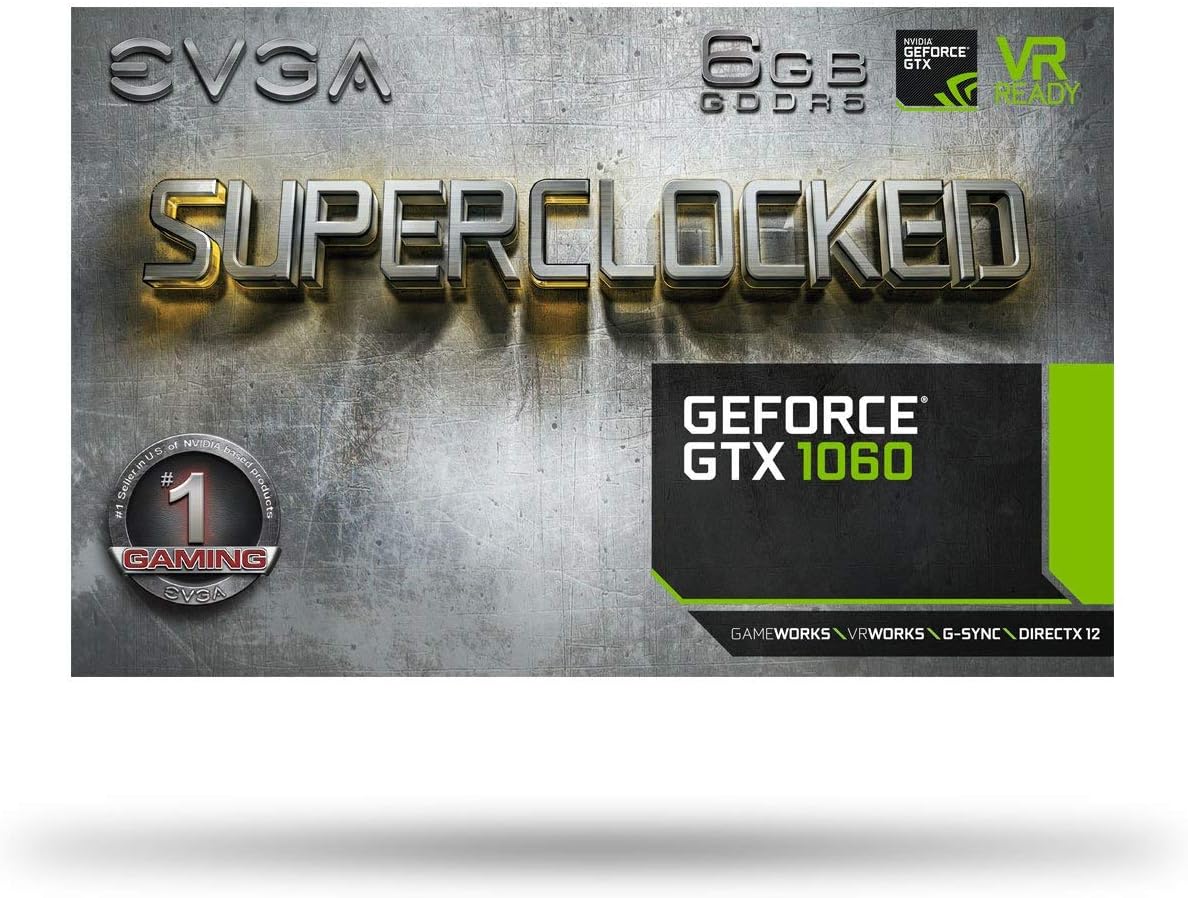 EVGA GeForce GTX 1060 SC GAMING, ACX 2.0 (Single Fan), 6GB GDDR5, DX12 OSD Support (PXOC), 06G-P4-6163-KR (Renewed)