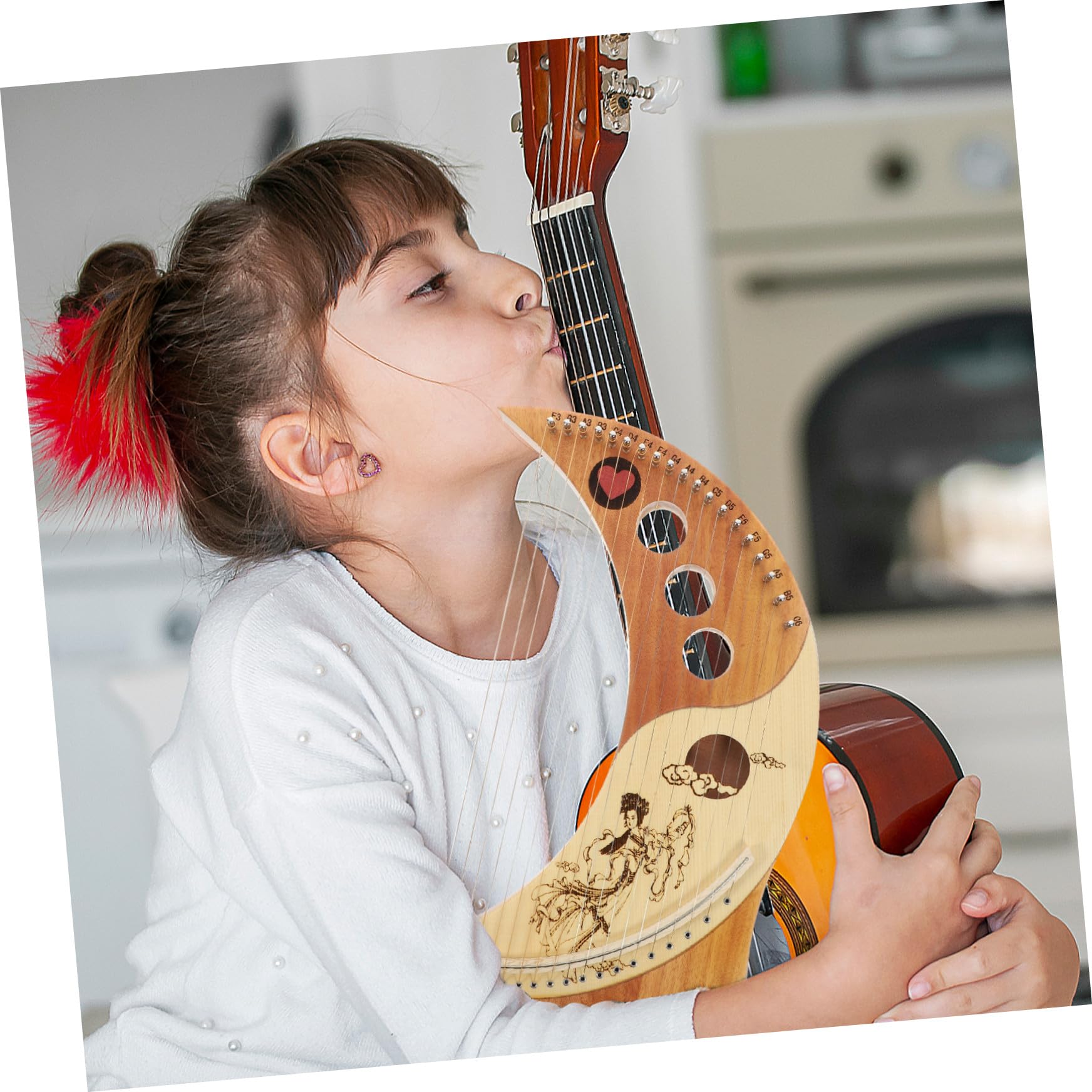 Toddmomy 19-Saitige Holzharfe mit Stimmschlüssel Tragbare Lyre Harp Instrument Warme Klangqualität für Anfänger und Kinder