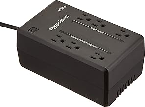 Amazon Basics Standby UPS 400VA 255W Surge Protector Battery Power Backup, 6 Outlets - Black