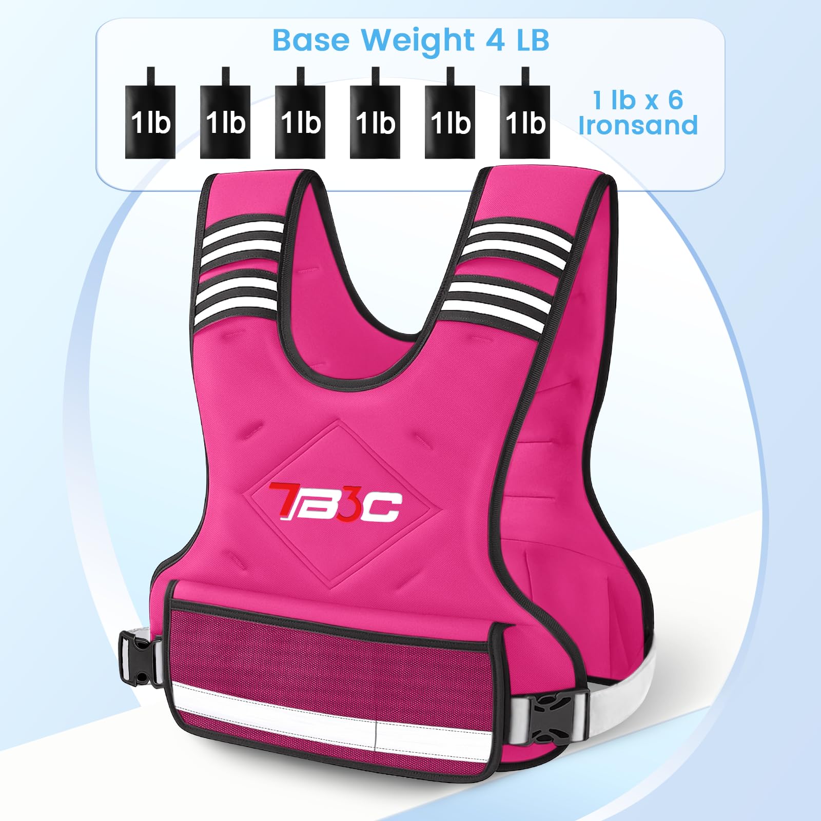 TB3C Regulowana kamizelka obciążeniowa dla kobiet - 1,8-4,5 kg/5 kg / 9,1-14,5 kg kamizelka z 6 żelaznymi i ciężarkami do treningu siłowego, zestaw do ćwiczeń do biegania, spacerów i treningów